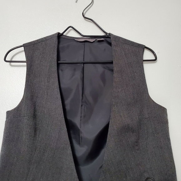 Grey Button Up Vest Men's V Neck Tailored Vest Investments Gray - Picture 2 of 11